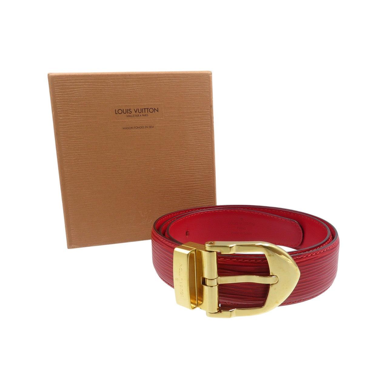 Louis Vuitton Epi Saintur Classic Leather Red Belt