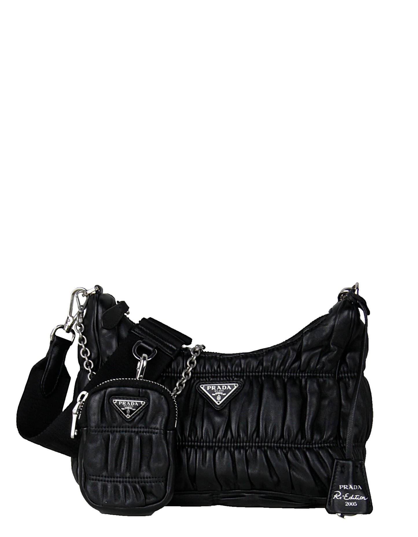 Prada Handbag Re-Edition Nappa Gaufré Crossbody Bag Leather Black Shoulder Bag