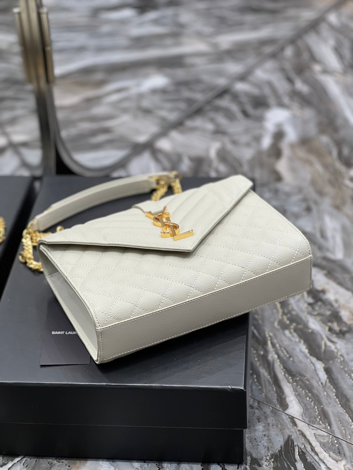 YSL Saint Laurent Envelope Handbag Quilted Chain Travel Bag 94In24Cm Ysl 2635