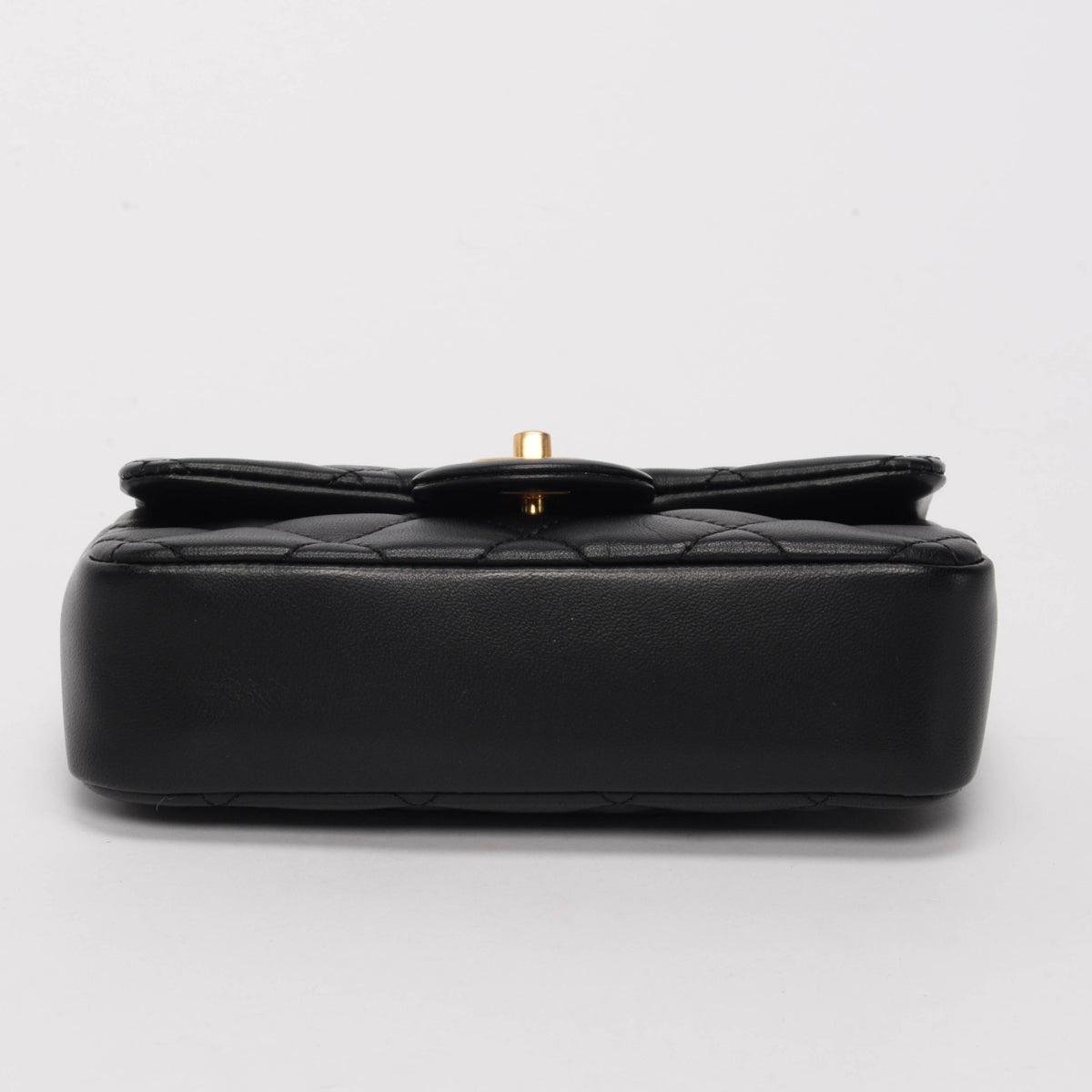 Chanel Black Lambskin Mini Rectangular Heart Chain Flap Bag