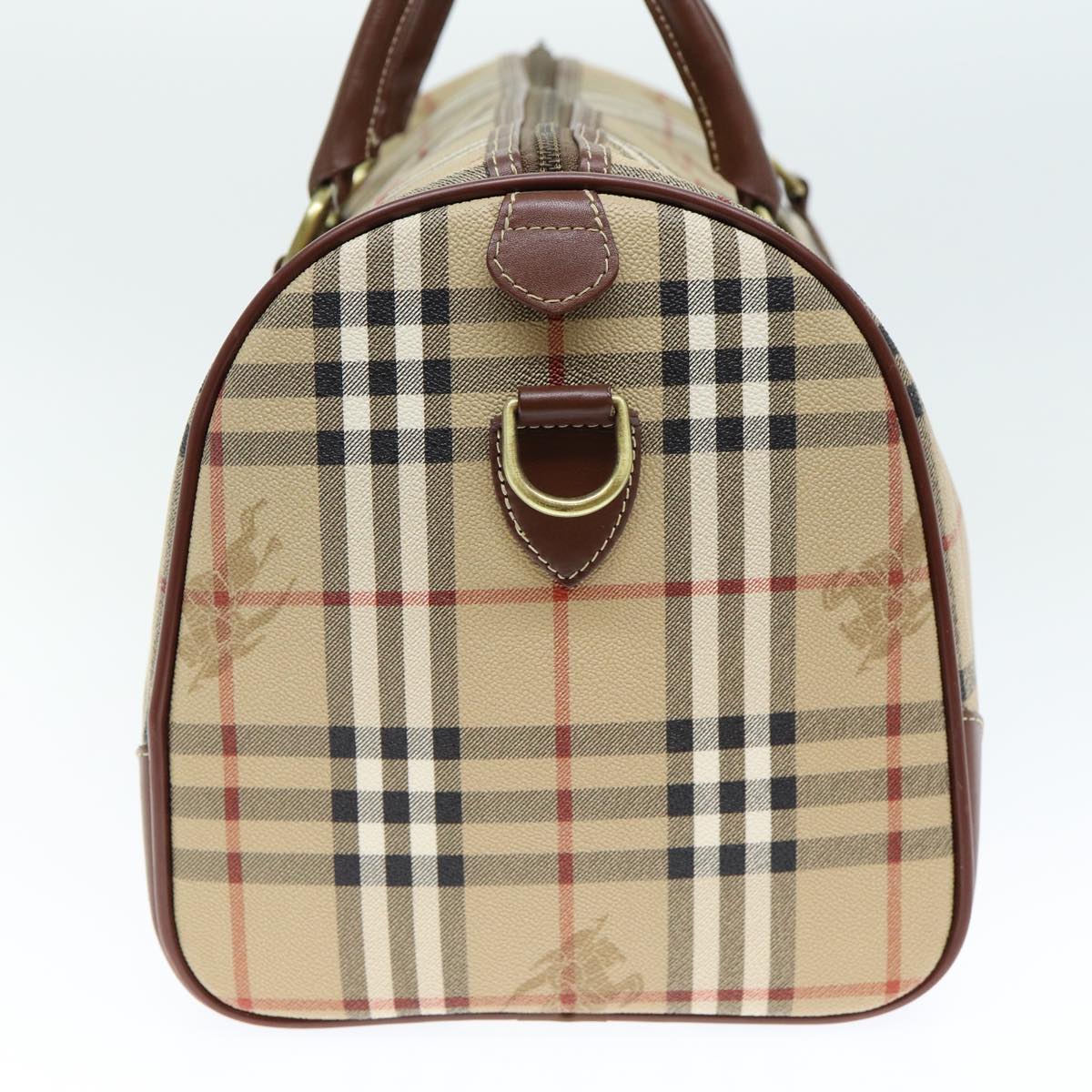 Burberry Luxury ss Nova Check Boston Bag Pvc 2Way Leather Beige Travel Bag