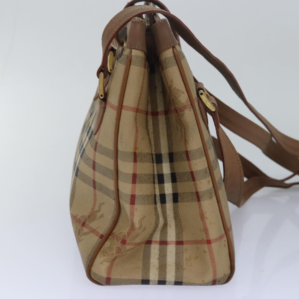 Burberry Luxury ss Nova Check Shoulder Bag Pvc Auth Leather Beige Beige Auth 80163