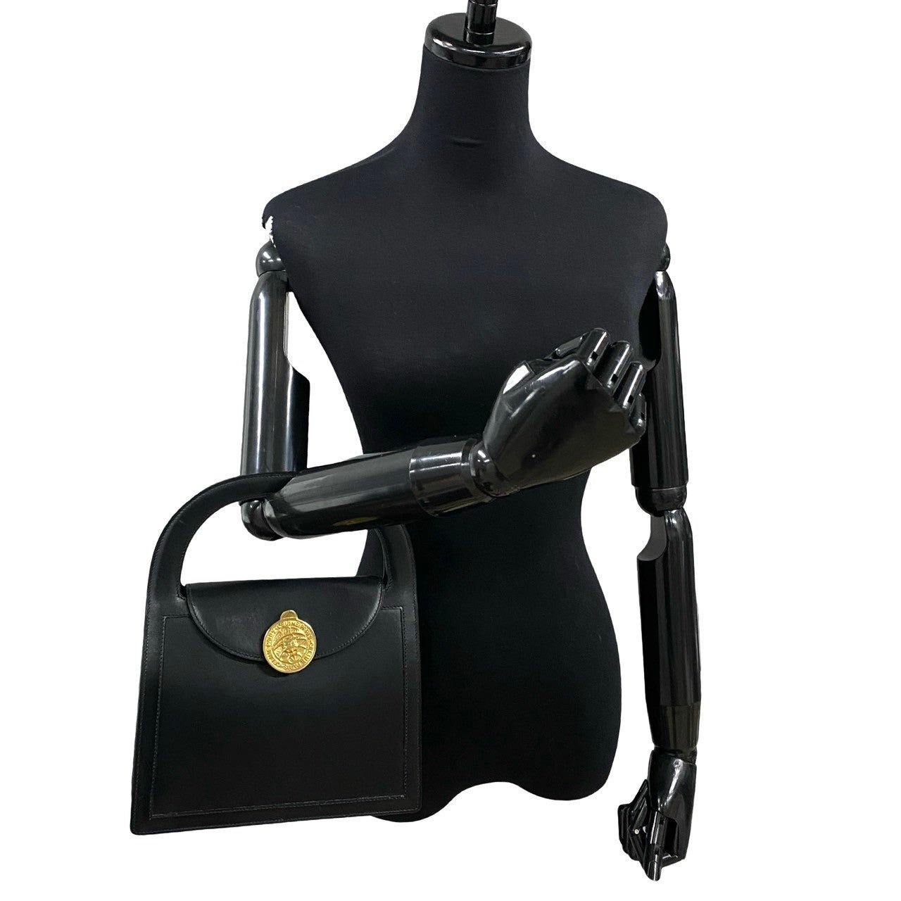 Globe Metal Women Leather Black Travel Bag