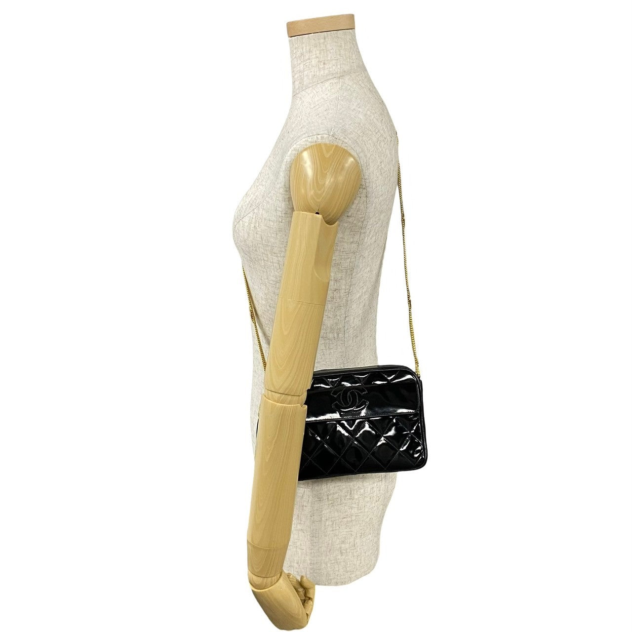 Chanel Patent Black Leather Shoulder Bag