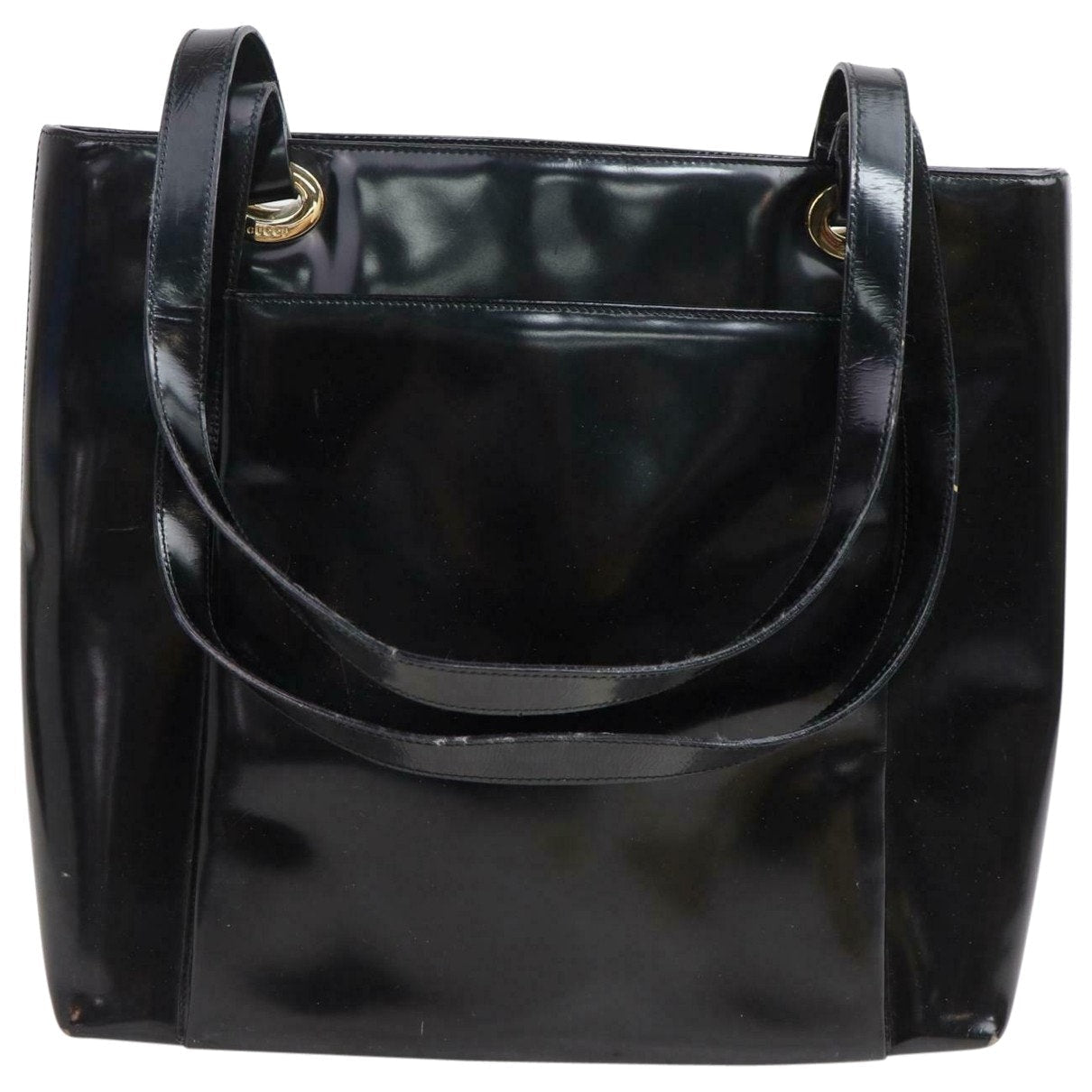 Gucci black patent leather handbag