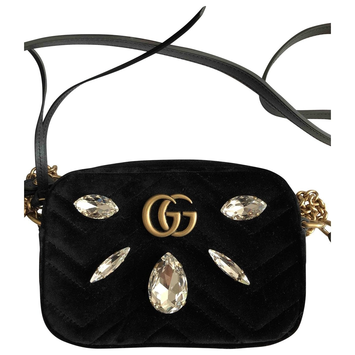 Gucci marmont black velvet handbag