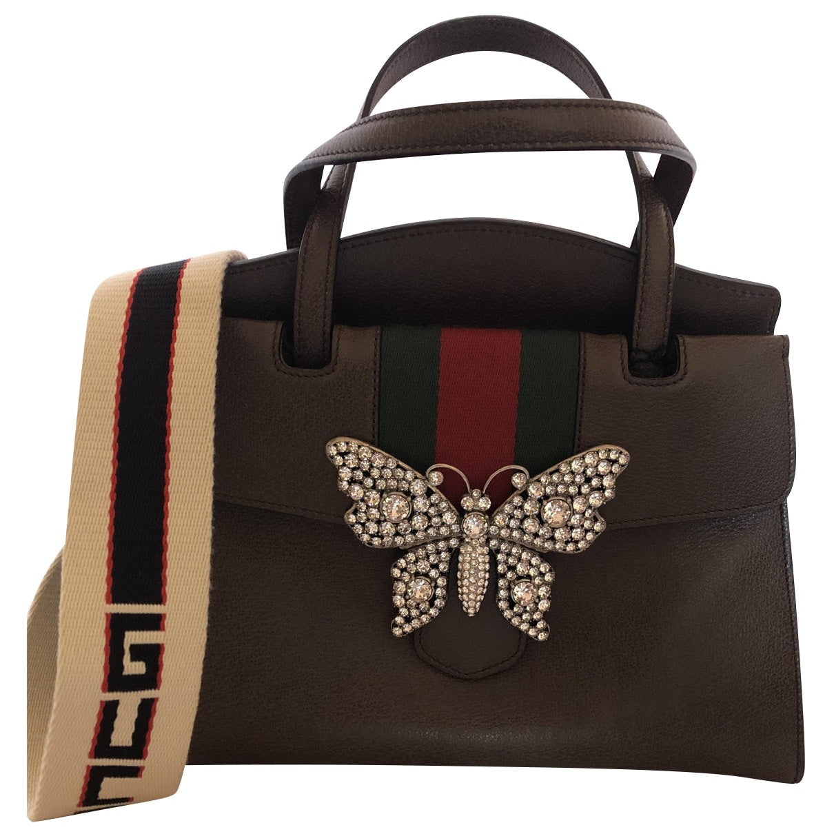 Gucci queen margaret brown leather handbag