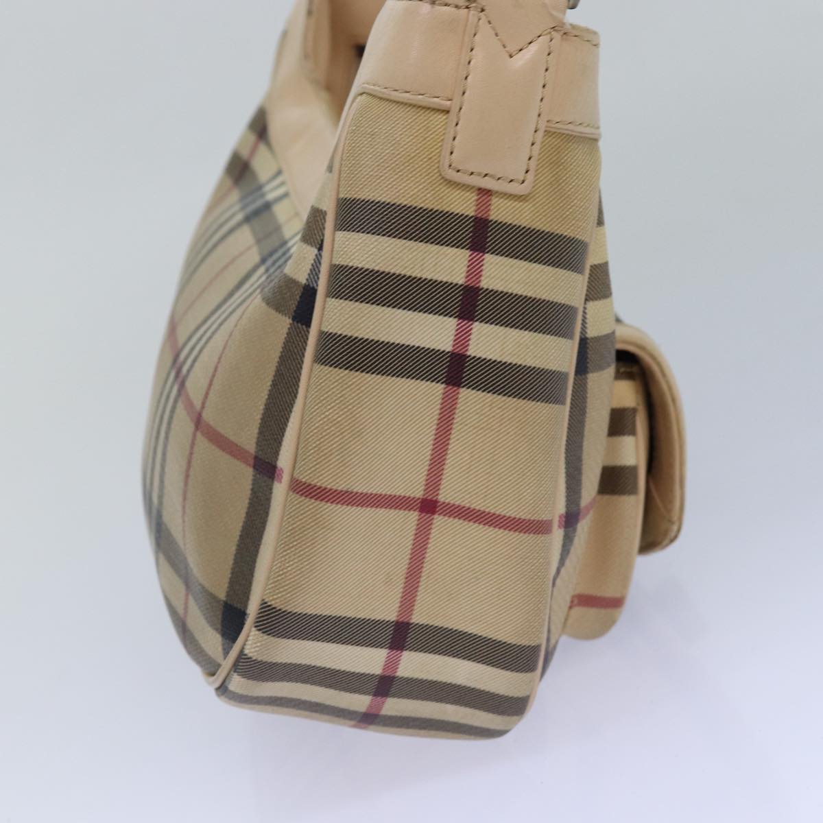 Burberry Luxury Nova Check Shoulder Bag Pvc Auth Leather Beige
