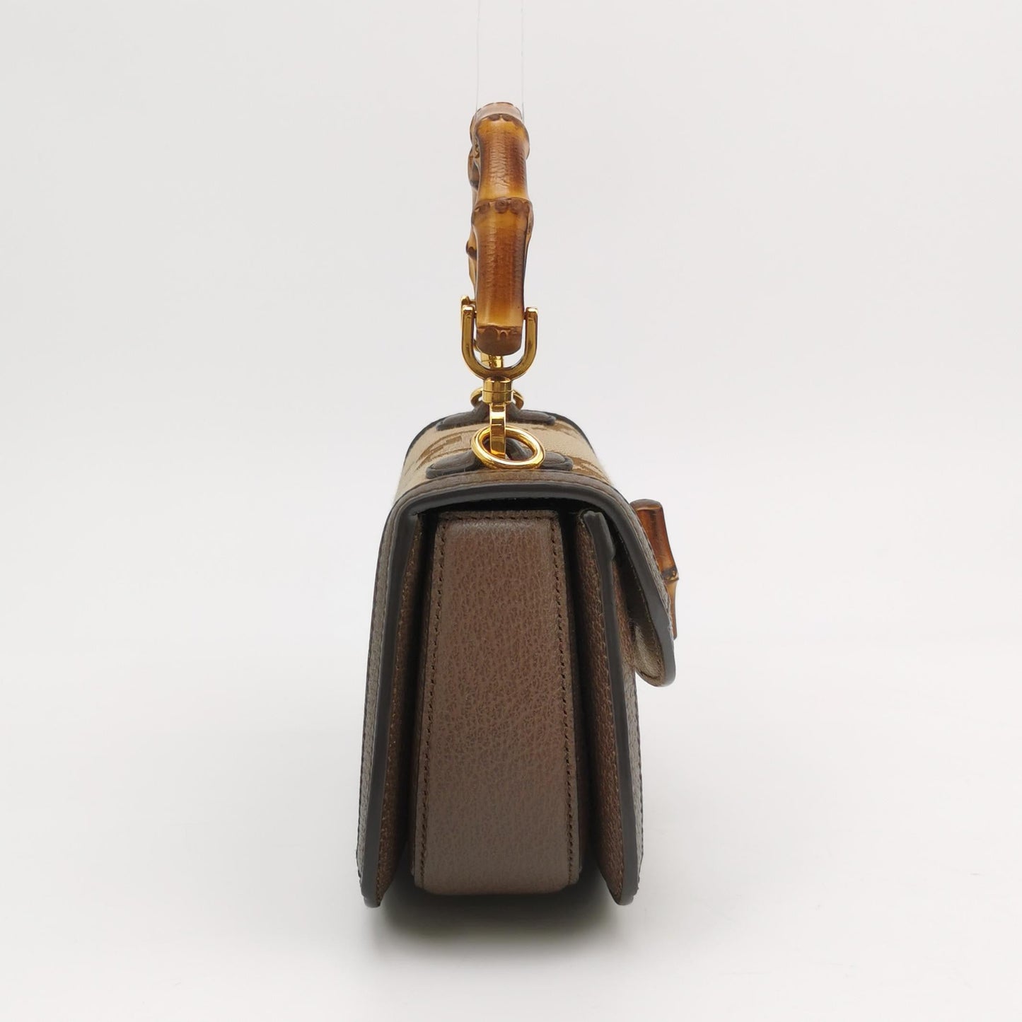 Gucci Bamboo Leather Canvas Brown Mini Crossbody Bag