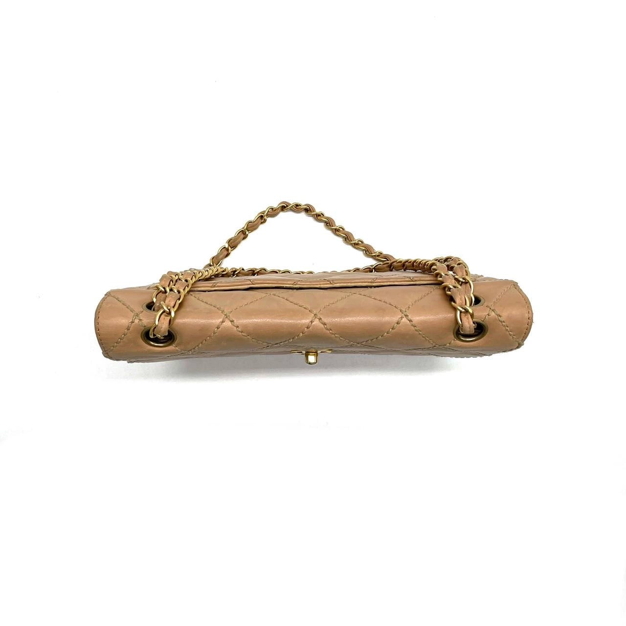Chanel Wild Stitch Flap Stitching Detail Beige Leather Handbag Detail 1