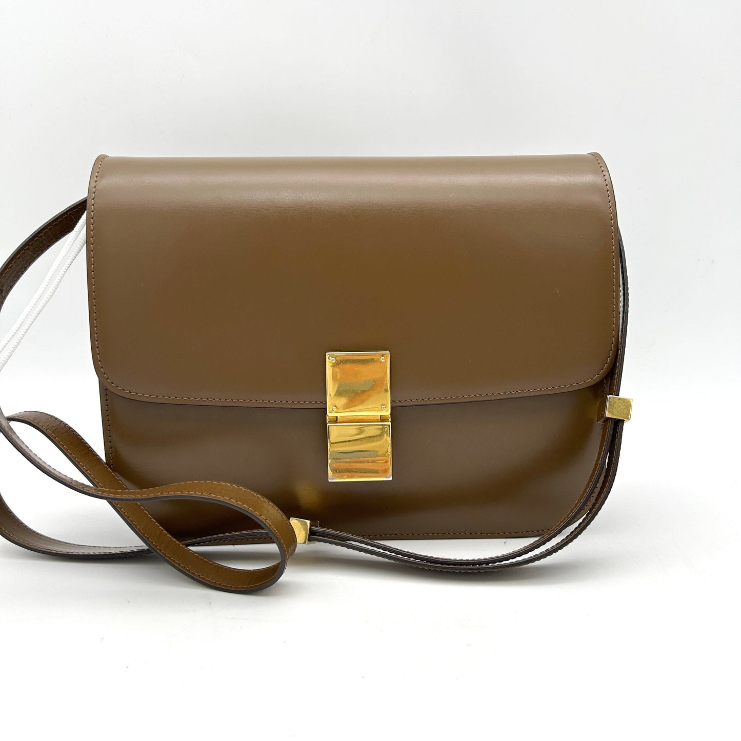 Luxury Box Calfskin Classic Box Bag Camel Medium Flap Travel Bag