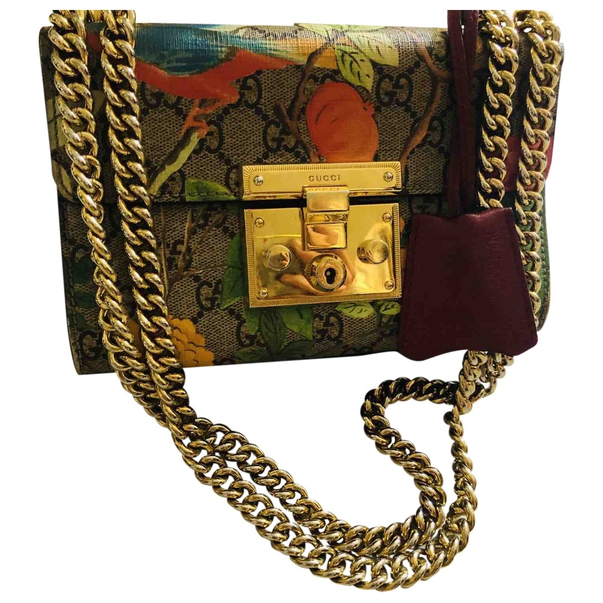 Gucci padlock beige cloth handbag