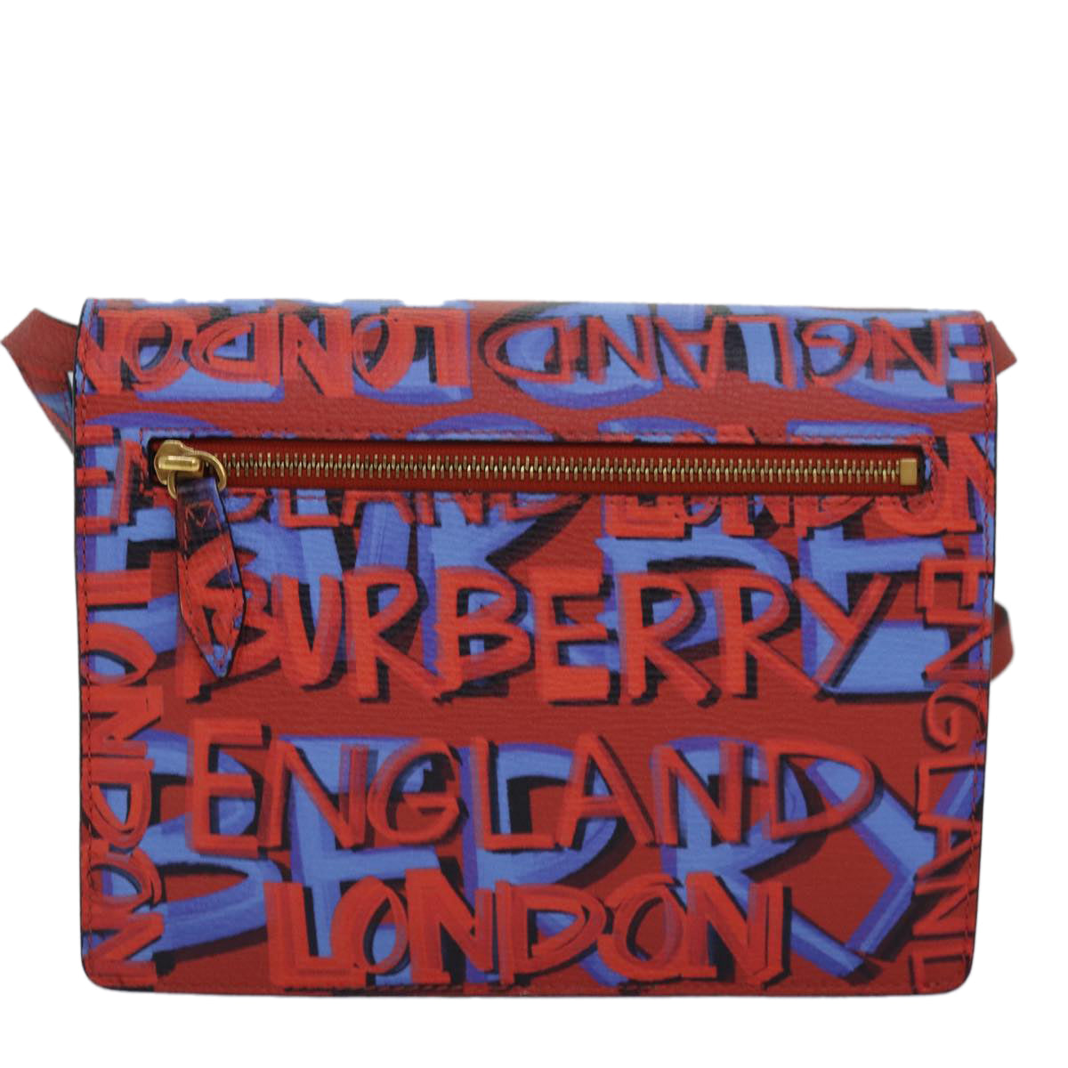 Burberry Luxury Shoulder Bag Graffiti Auth 82250A Leather Blue Red