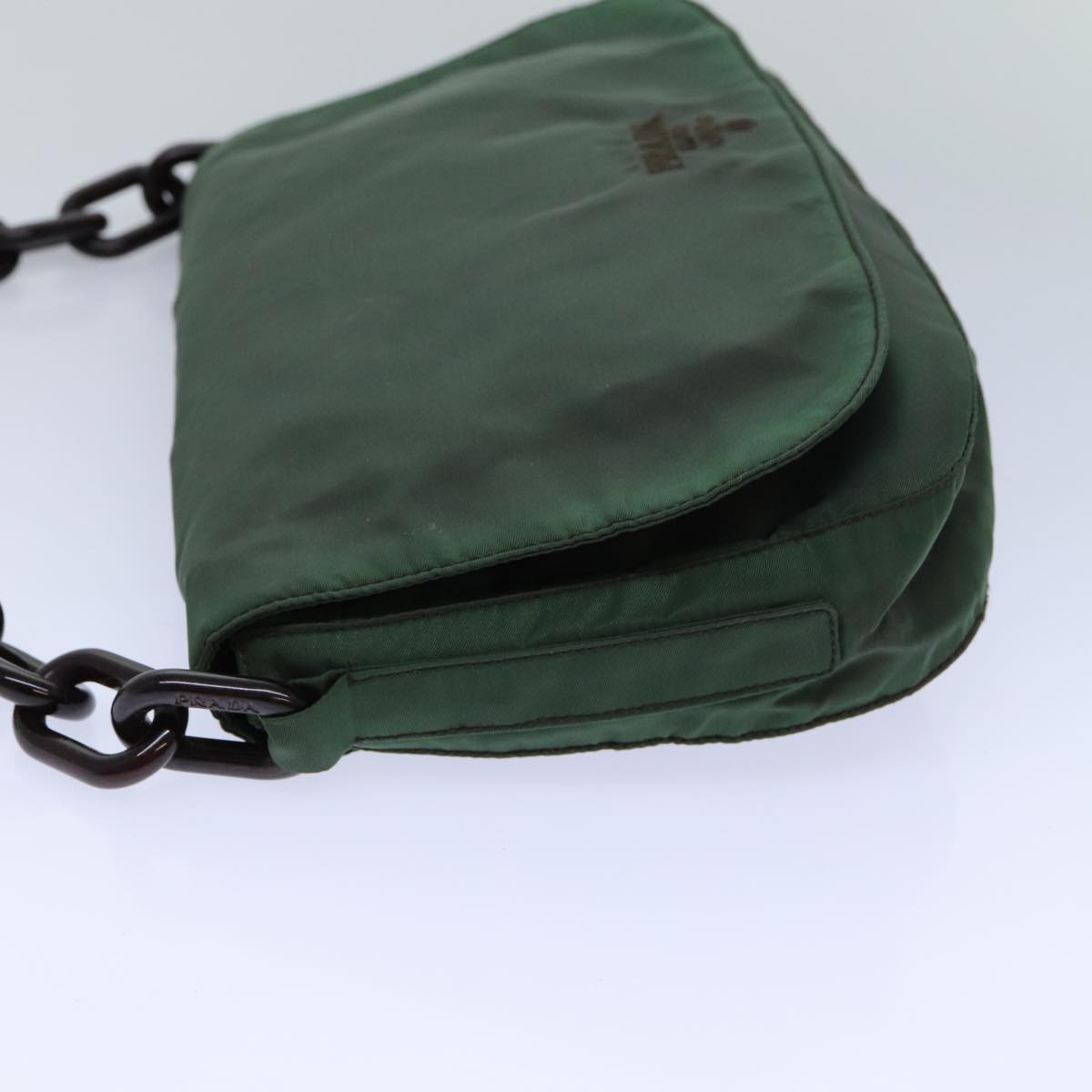 Prada Shoulder Bag Auth Nylon Green Chain