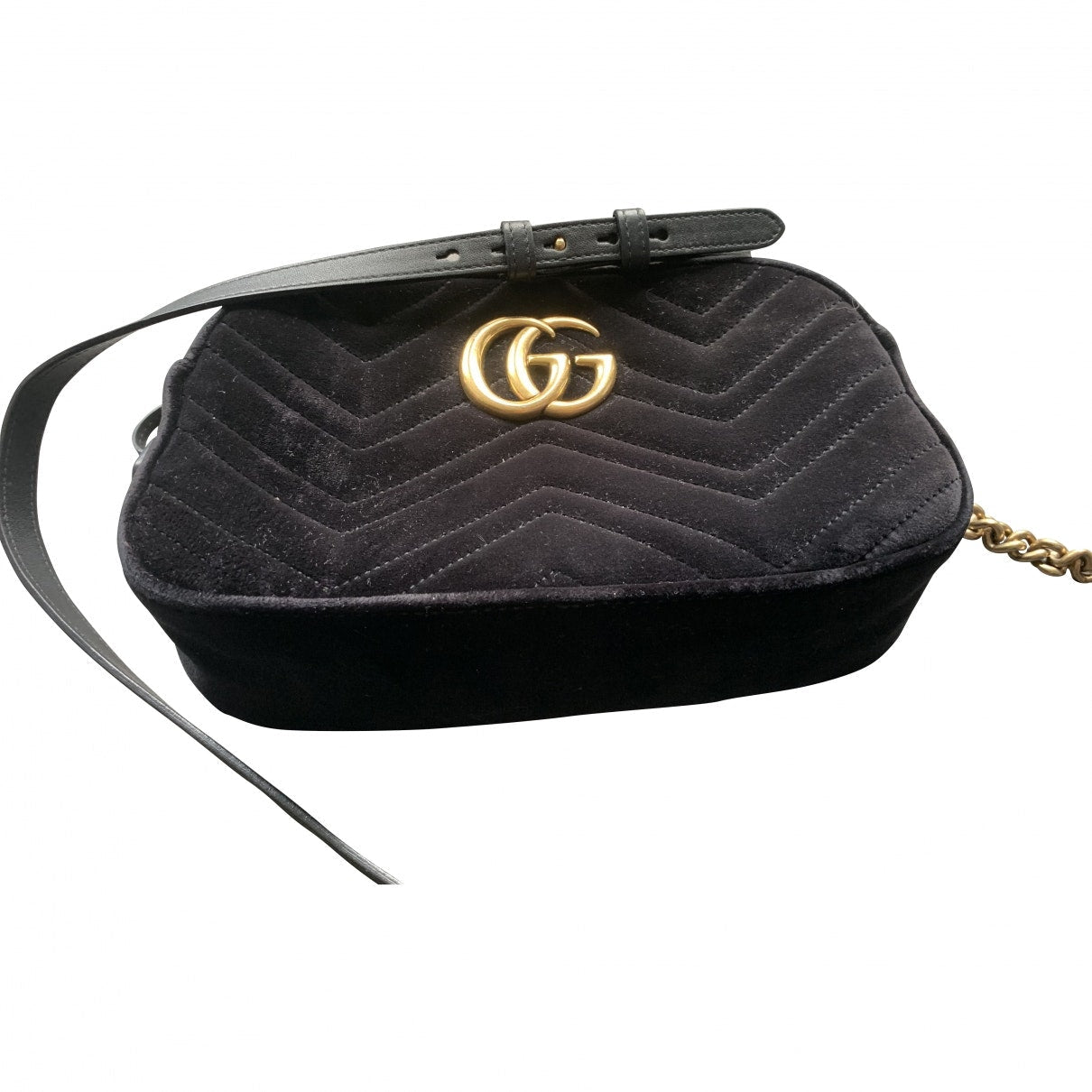 Gucci marmont black velvet handbag