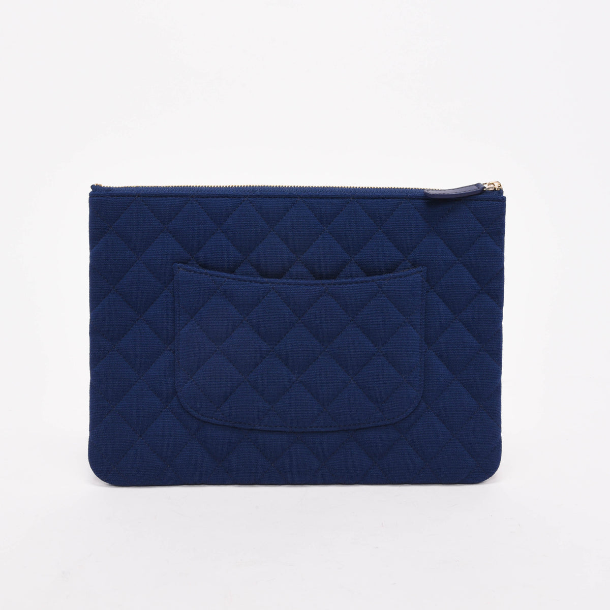 Chanel Cobalt Quilted Jersey Medium O-case Wallet
