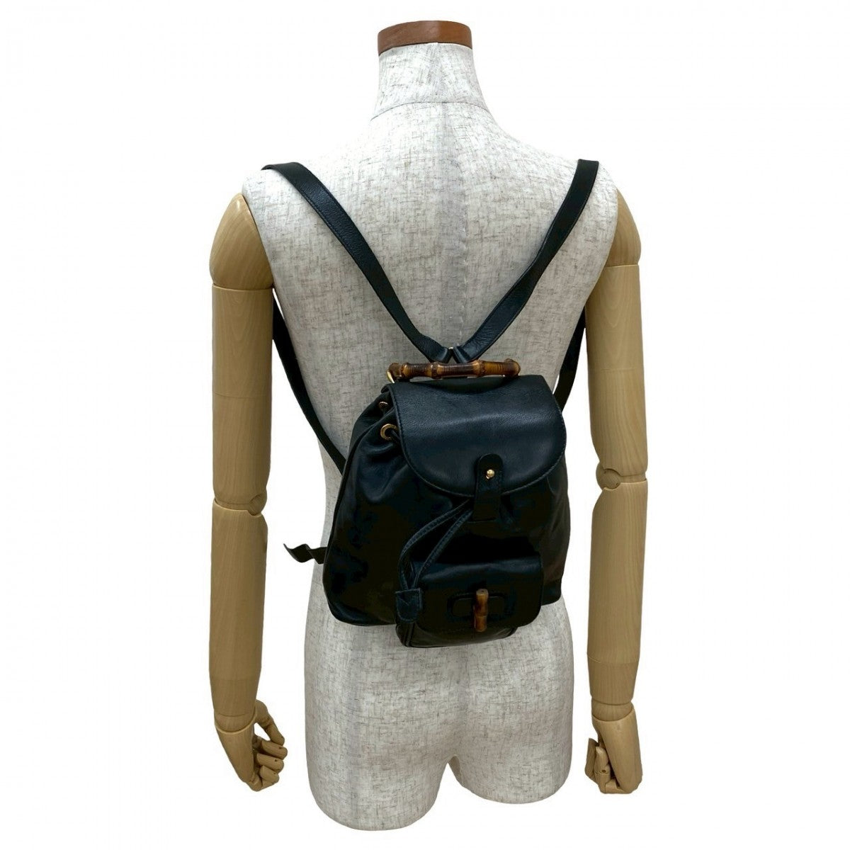 Gucci Backpack Bamboo Leather Black
