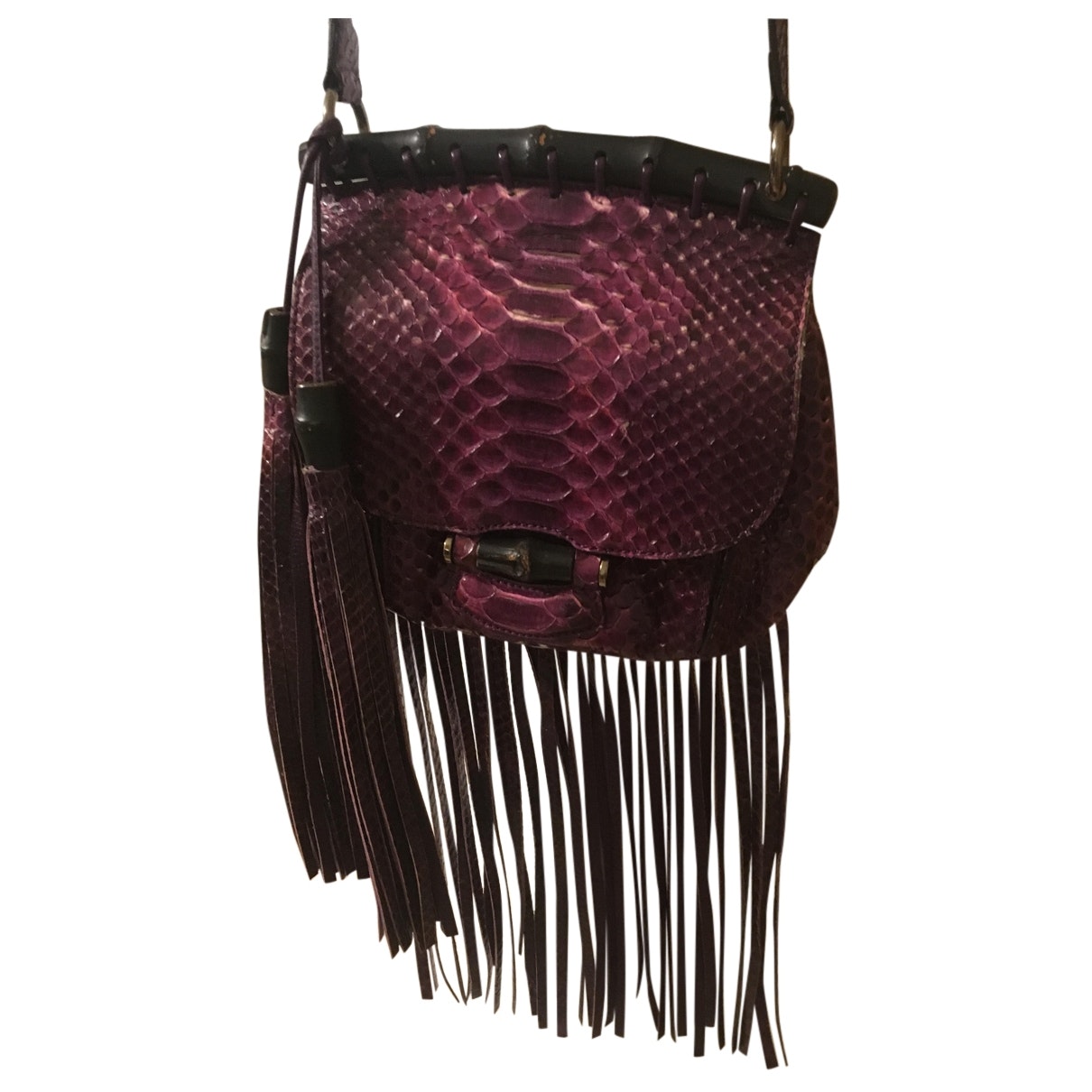 Gucci fringe burgundy python handbag
