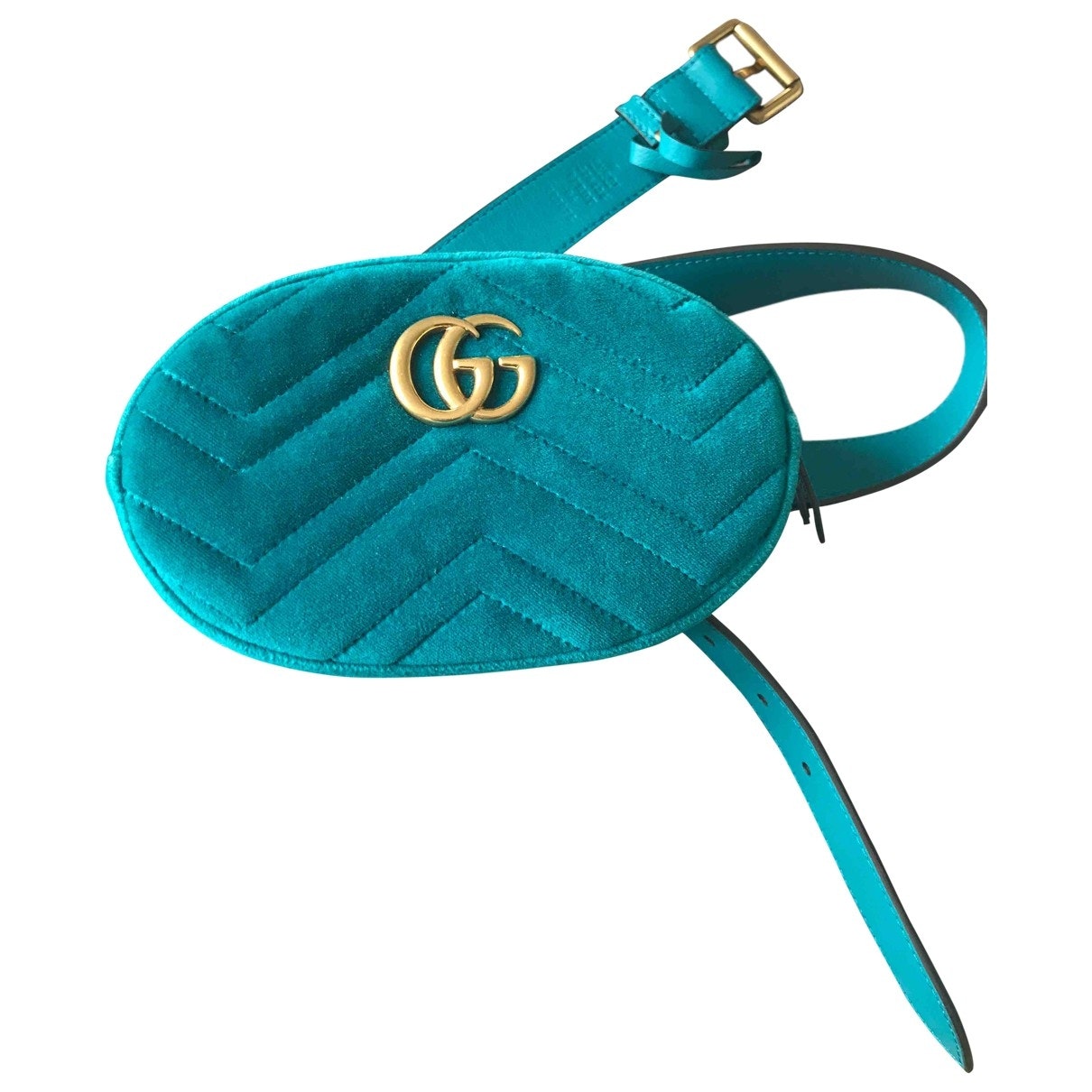 Gucci marmont turquoise velvet clutch bag