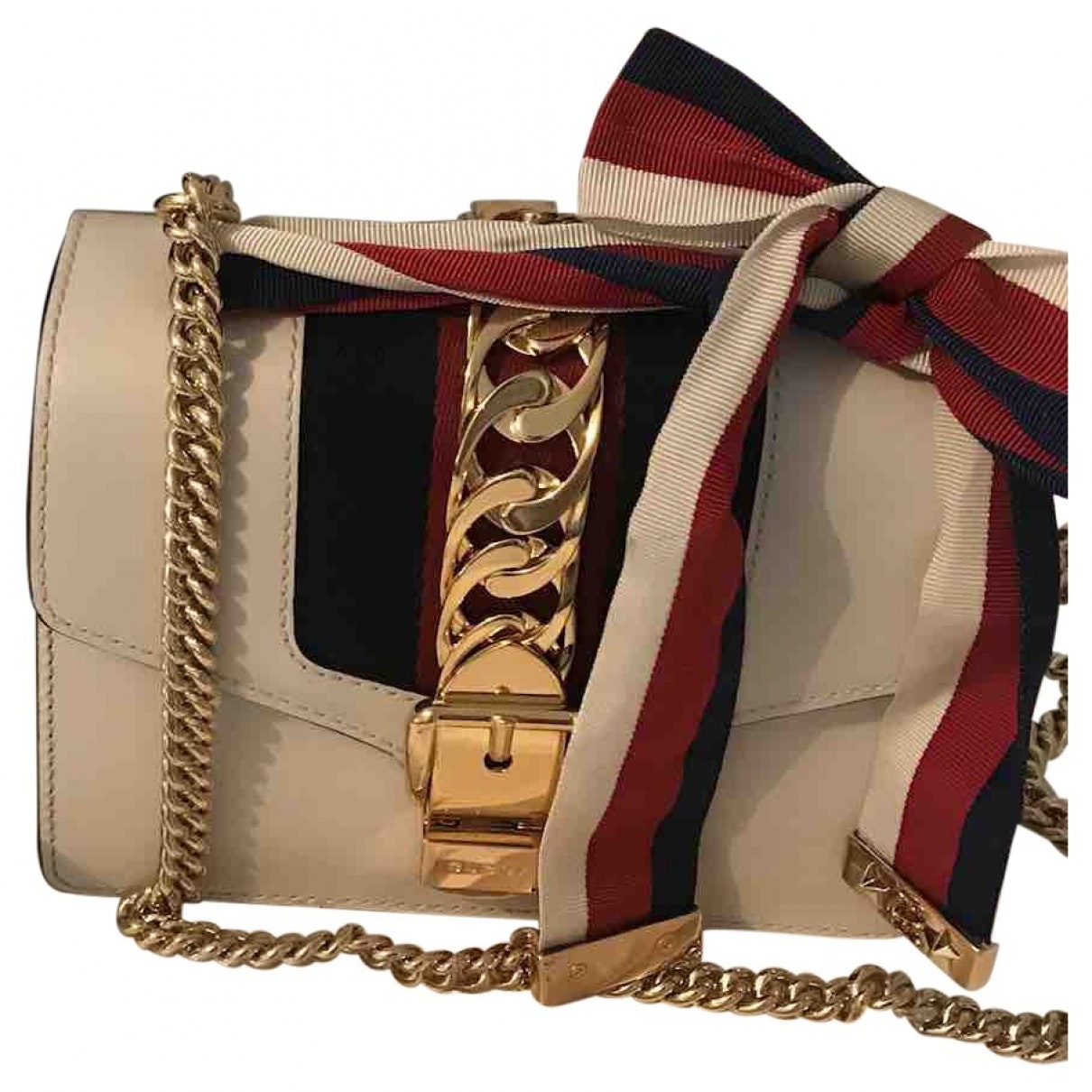 Gucci sylvie white leather handbag