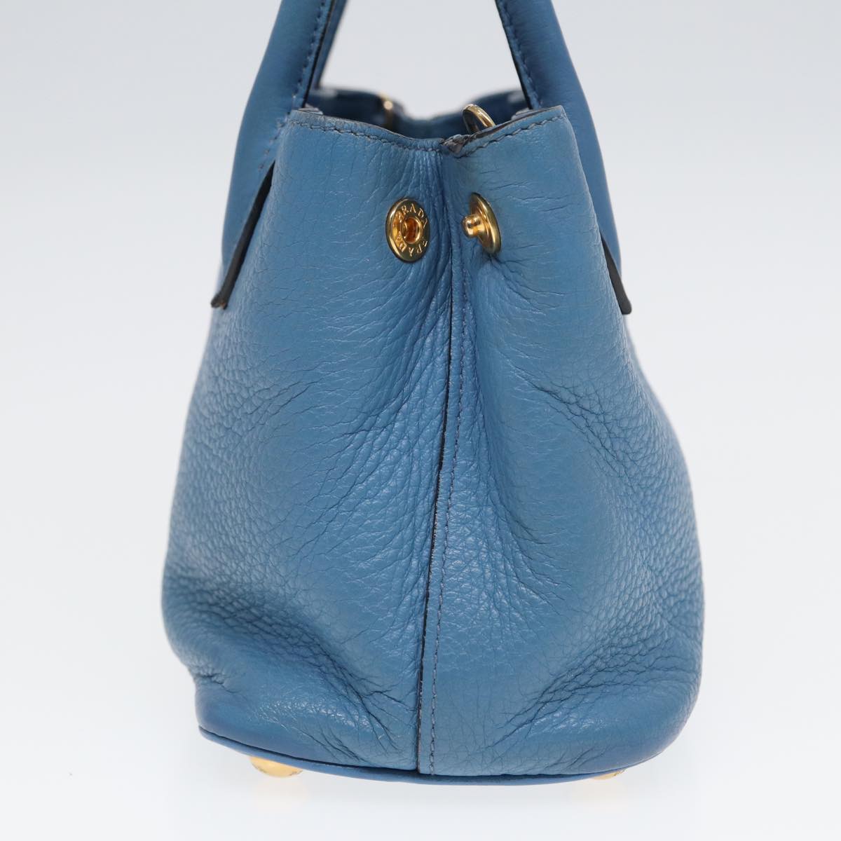 Prada Hand Bag 2Way Light Auth Leather Blue Travel Bag