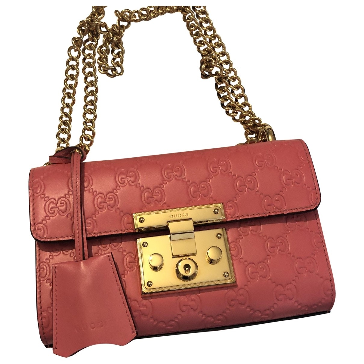 Gucci padlock pink leather handbag