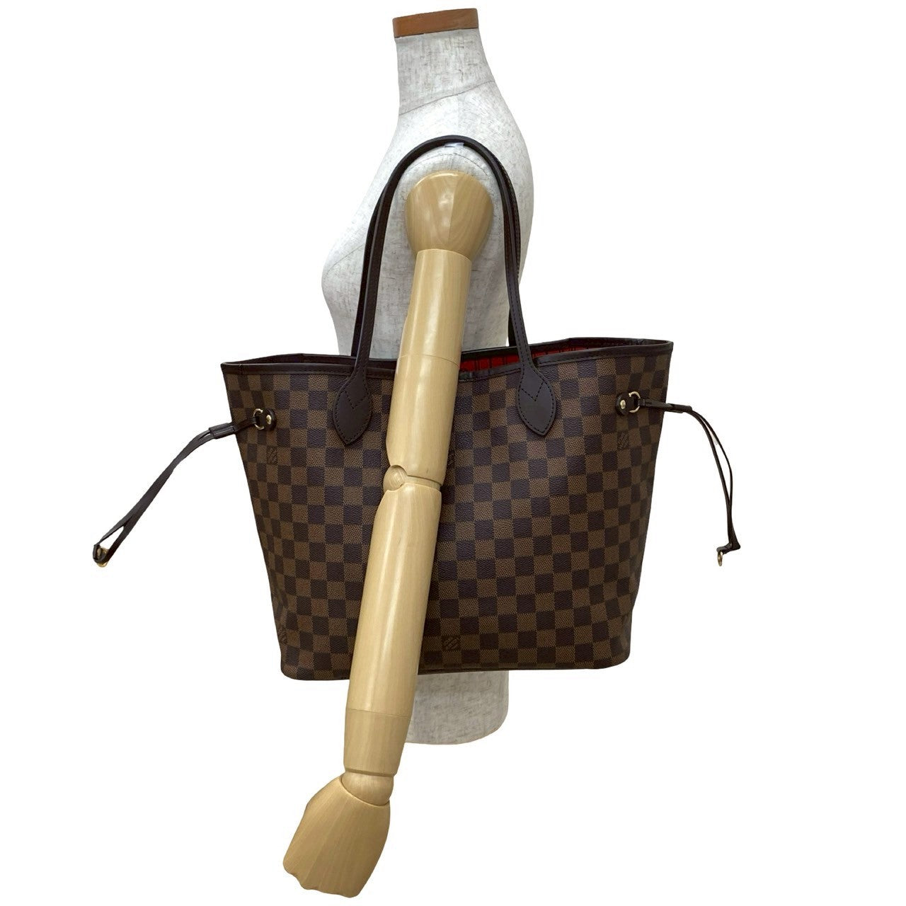 Louis Vuitton Damier Neverfull MM Leather Brown Tote Bag 832C832