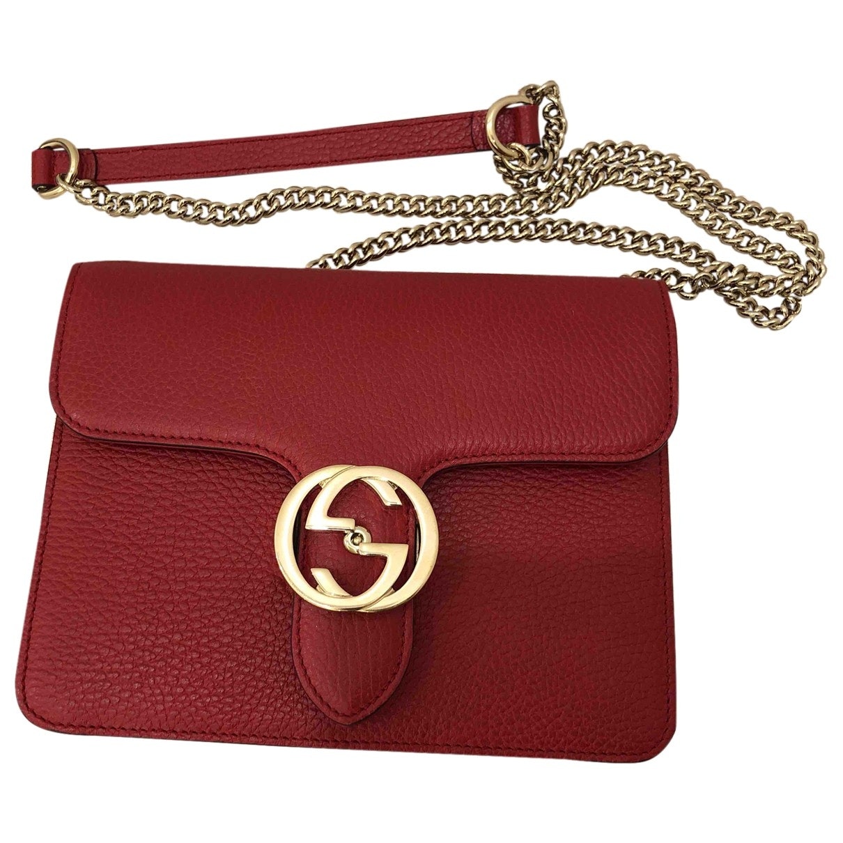 Gucci interlocking red leather handbag