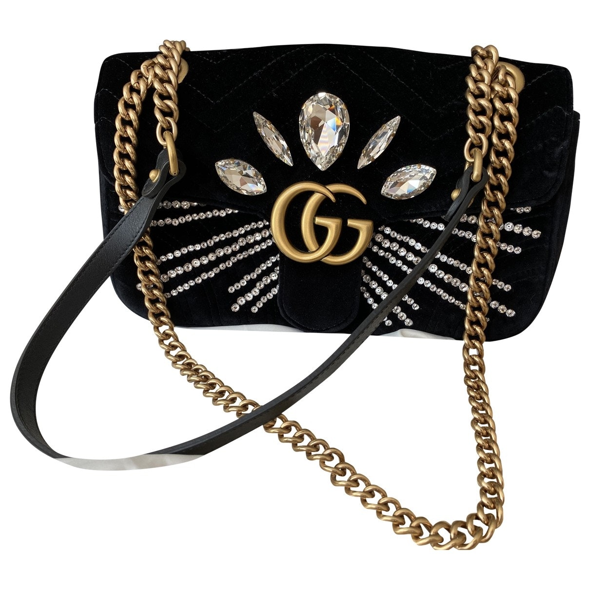 Gucci marmont black velvet handbag