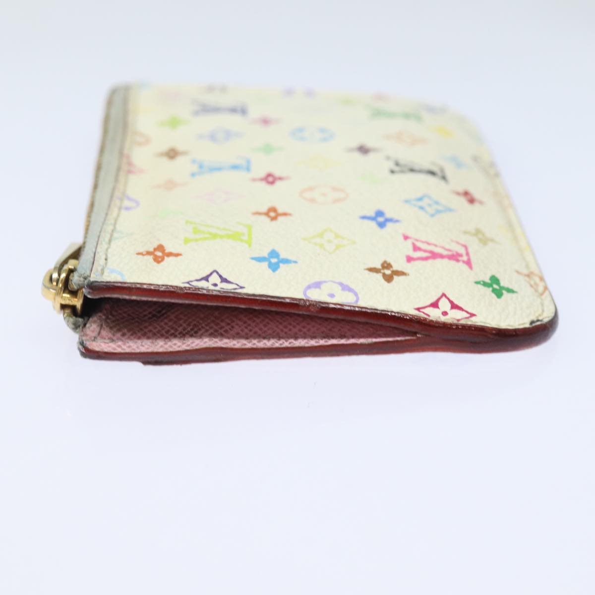 LOUIS VUITTON Multicolor Pochette ClesNM Coin Purse White M93734 LV Auth 84075