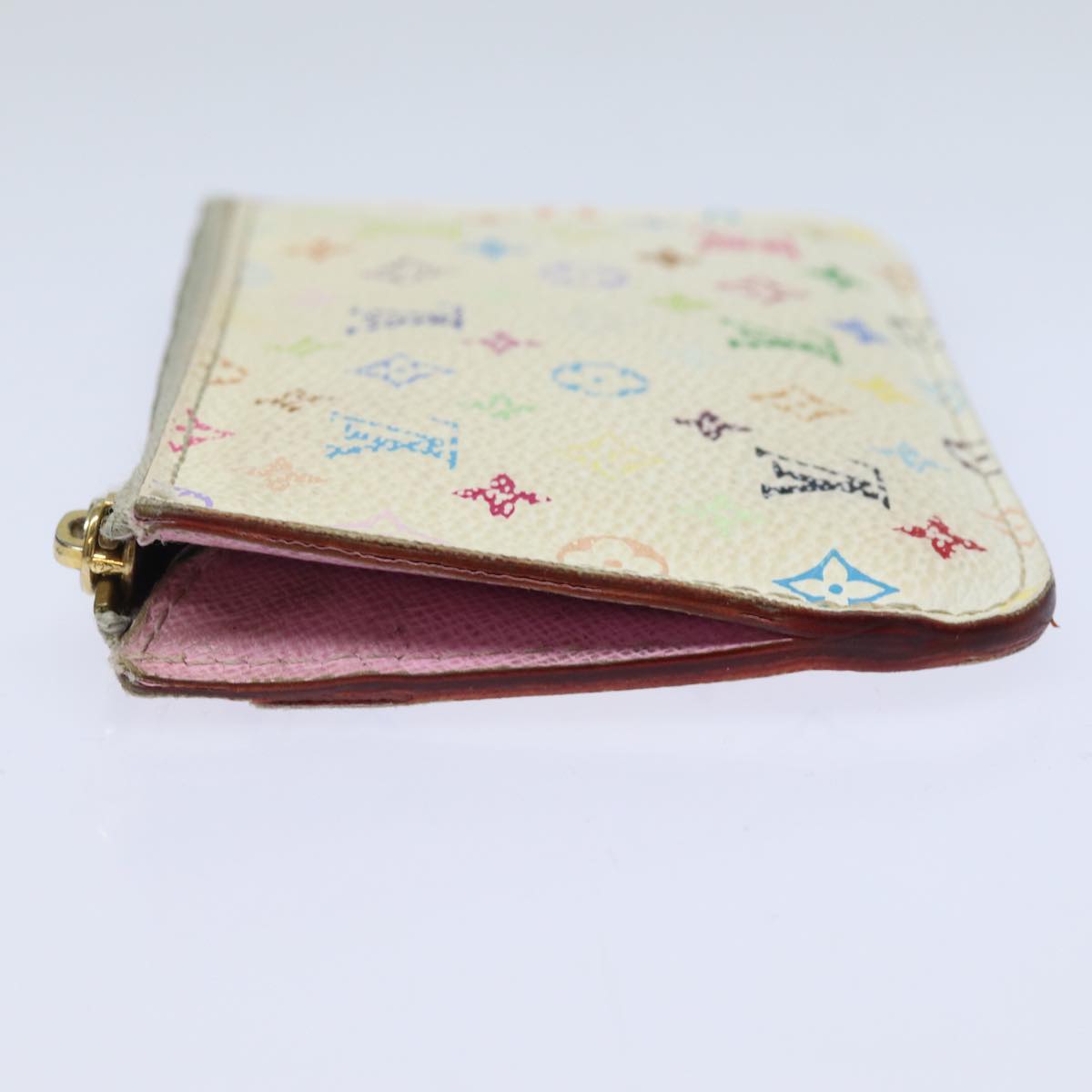 LOUIS VUITTON Multicolor Pochette ClesNM Coin Purse White M93734 LV Auth 84128