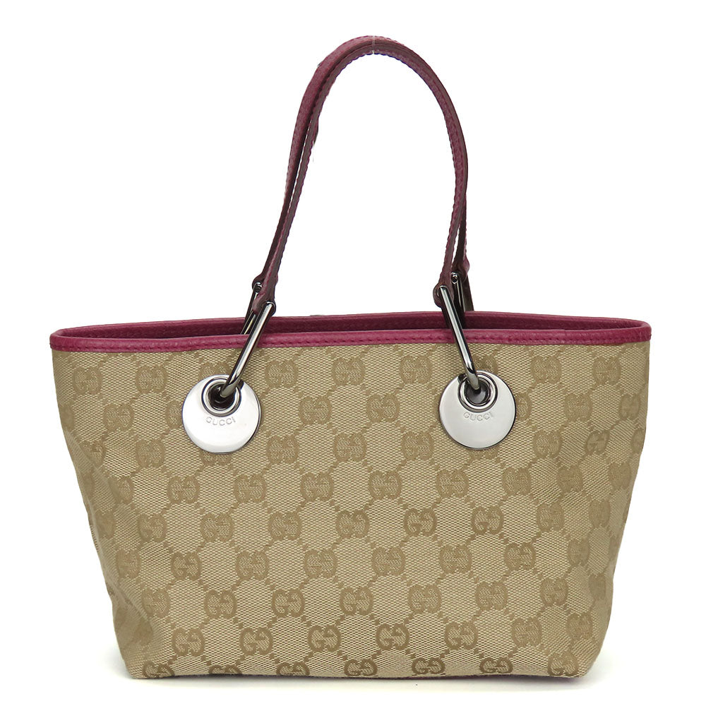 Gucci GG Leather Canvas Beige Handbag