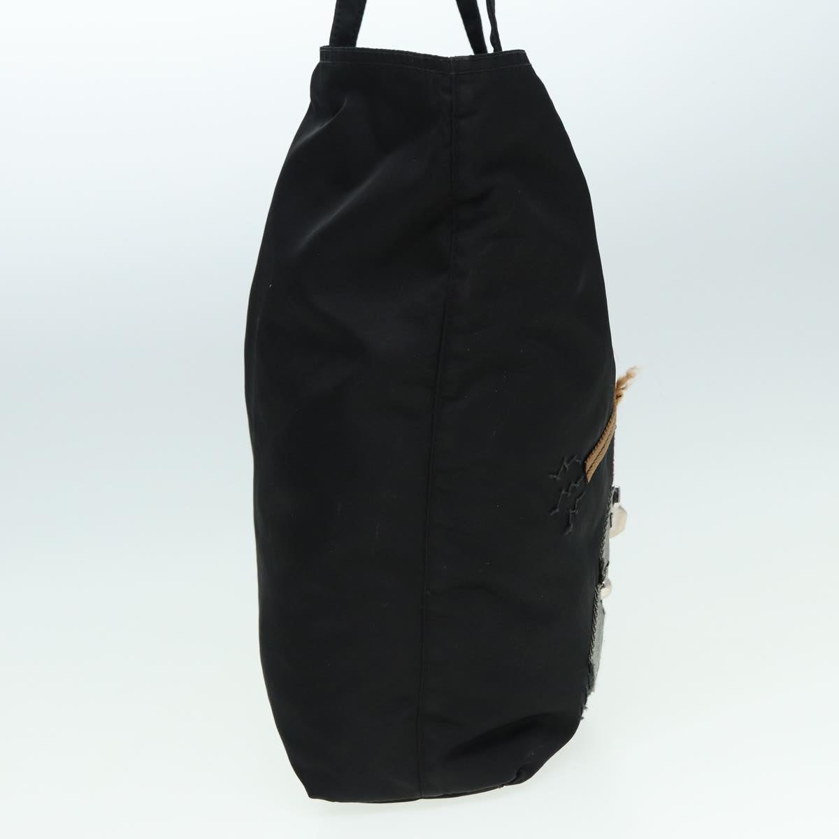 Prada Tote Bag Auth Nylon Black Black Auth 84242