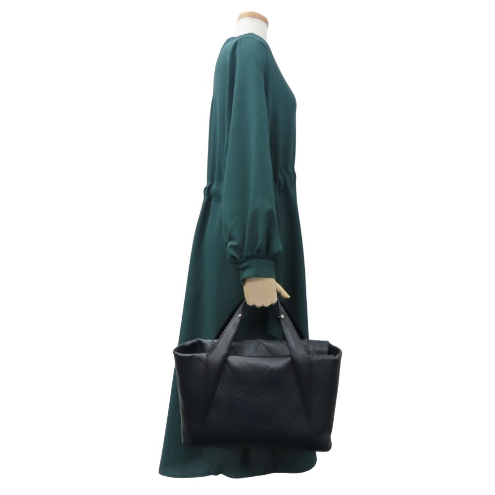 Chanel V-shaped stitch Black Leather Tote Bag