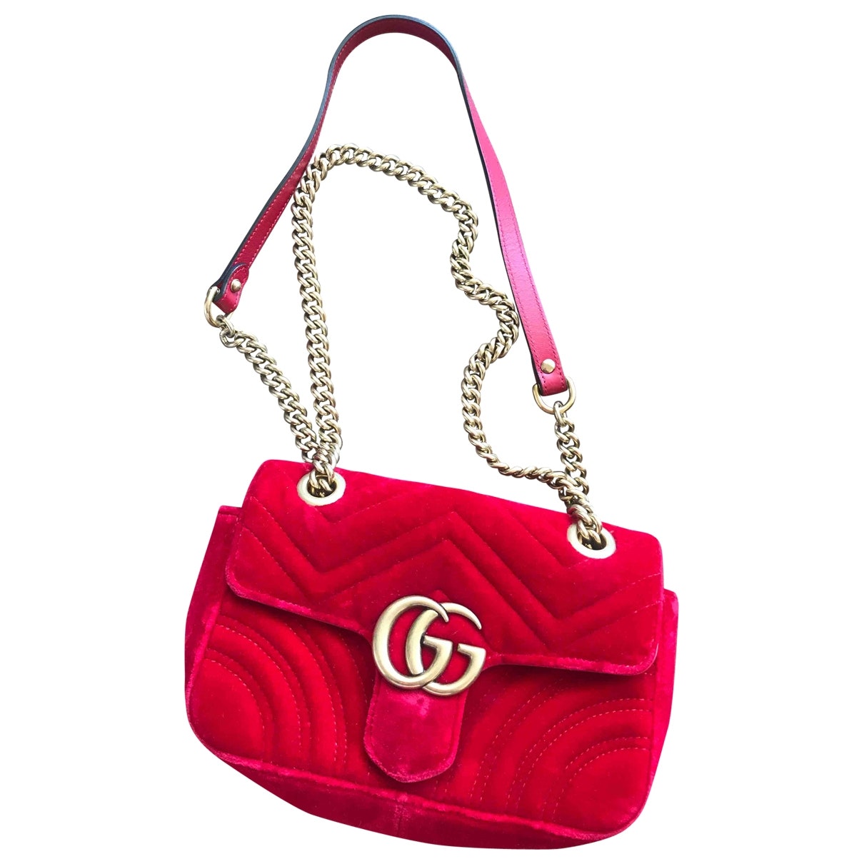 Gucci marmont red velvet handbag