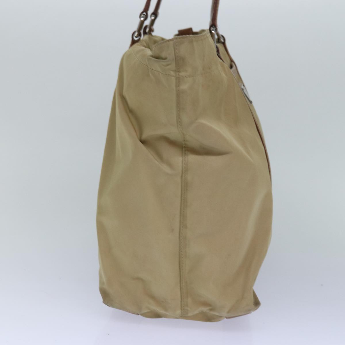 Prada Tote Bag Auth Nylon Beige Silver Silver Auth 84544