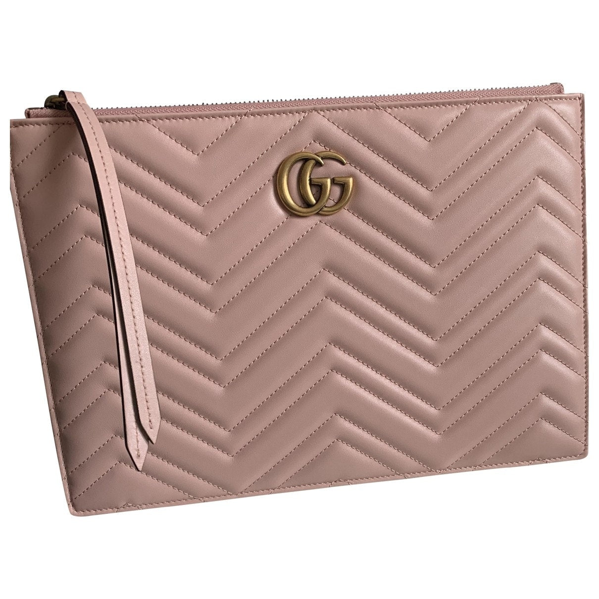 Gucci marmont pink leather clutch bag