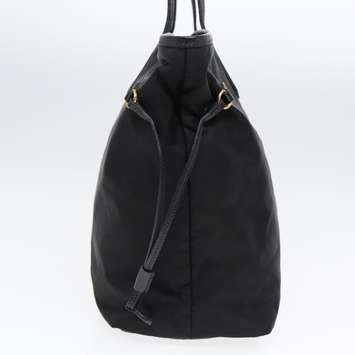 Prada Tote Bag Auth Nylon Black Gold