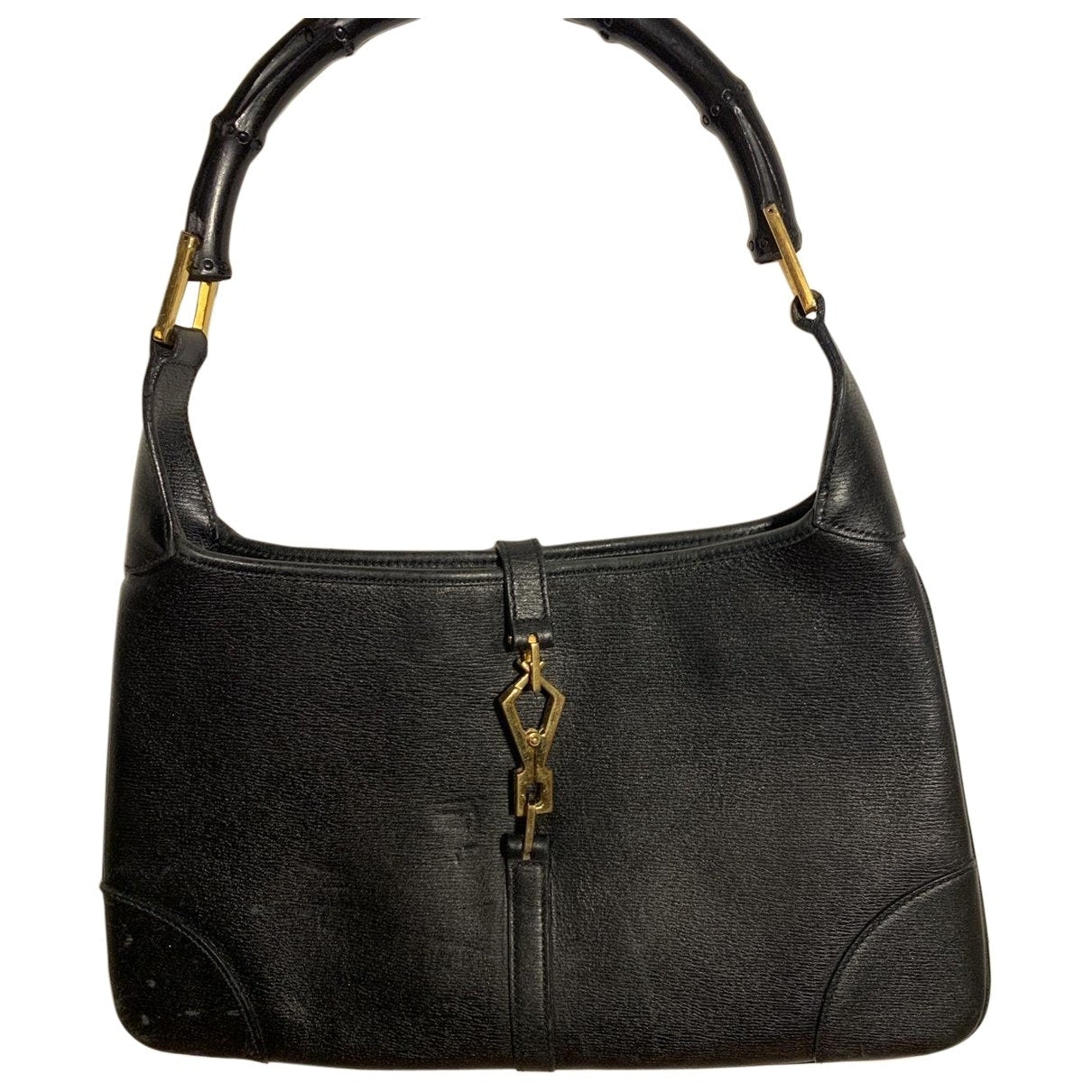 Gucci bamboo black leather handbag