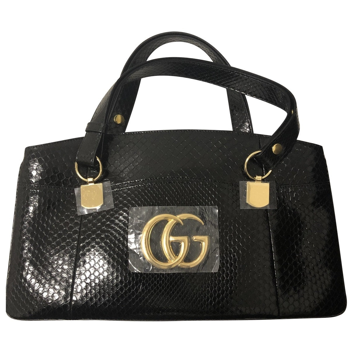 Gucci gg running black python handbag