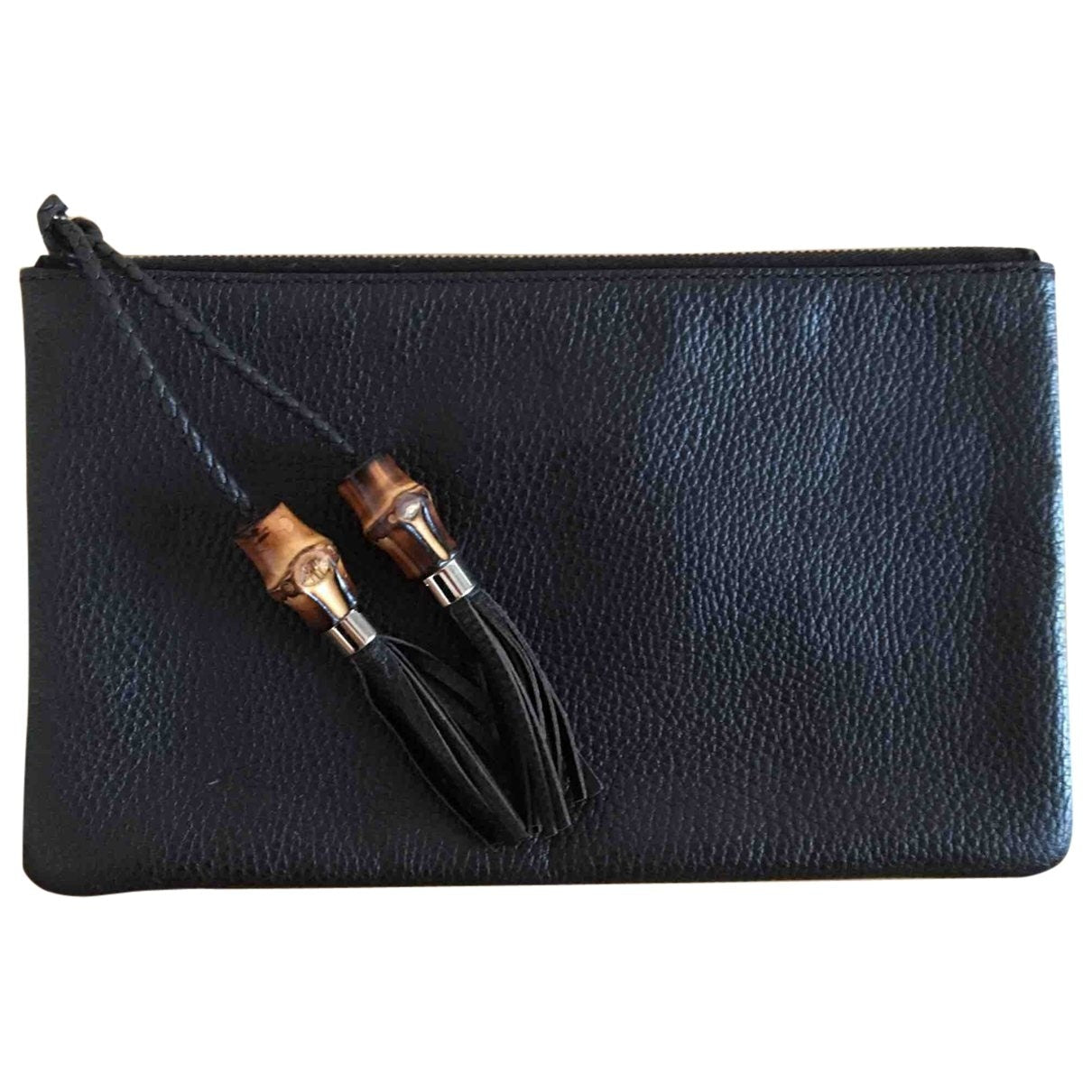 Gucci bamboo brown leather clutch bag