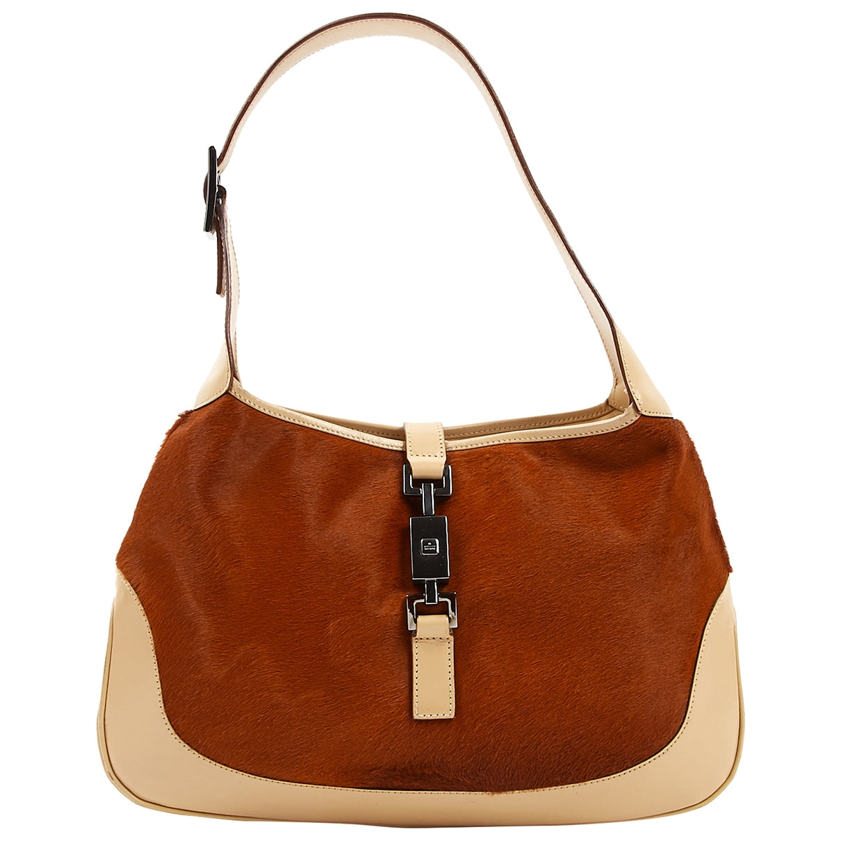Gucci camel pony-style calfskin handbag