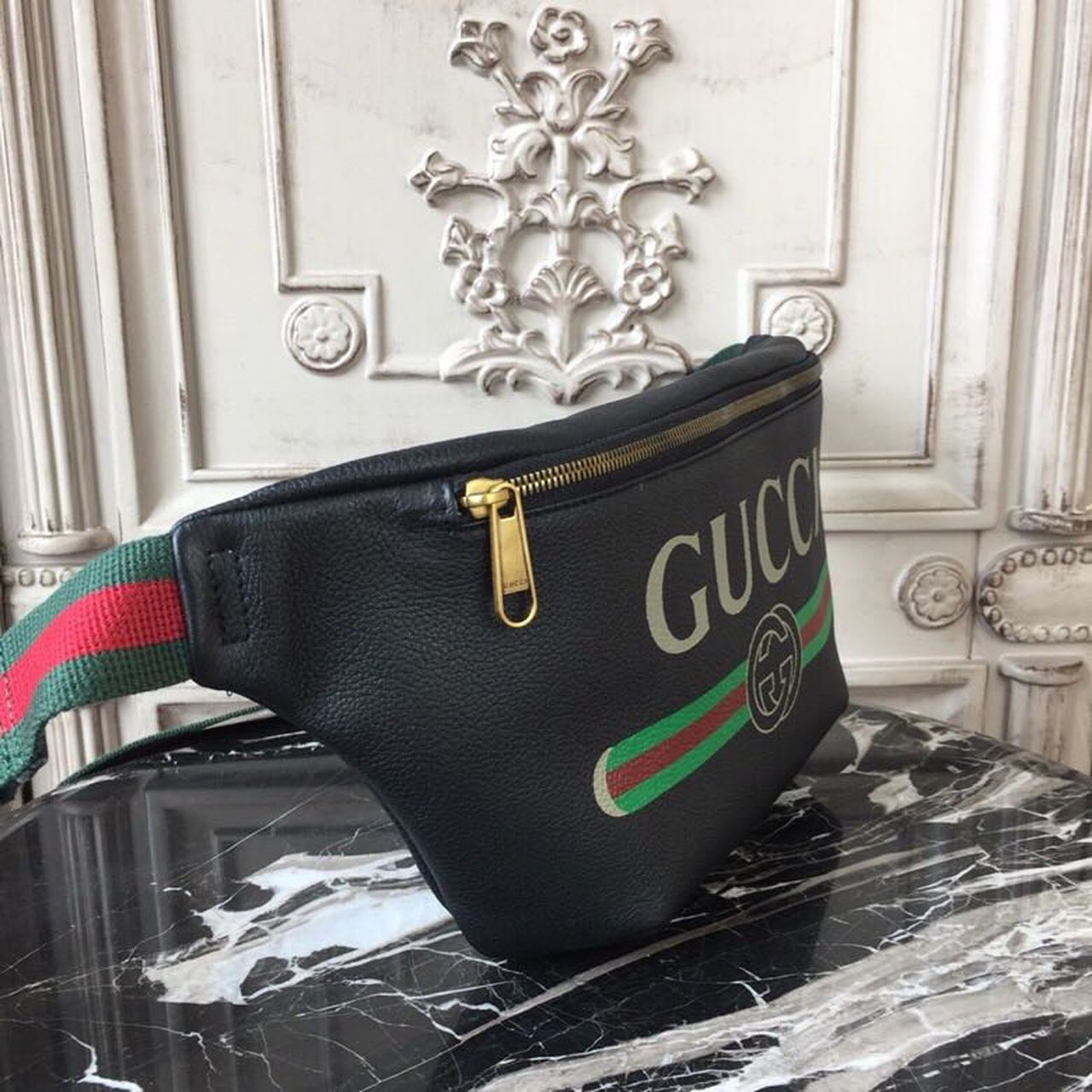 gg Coco Capitán Belt Cotton Black Logo Accessory