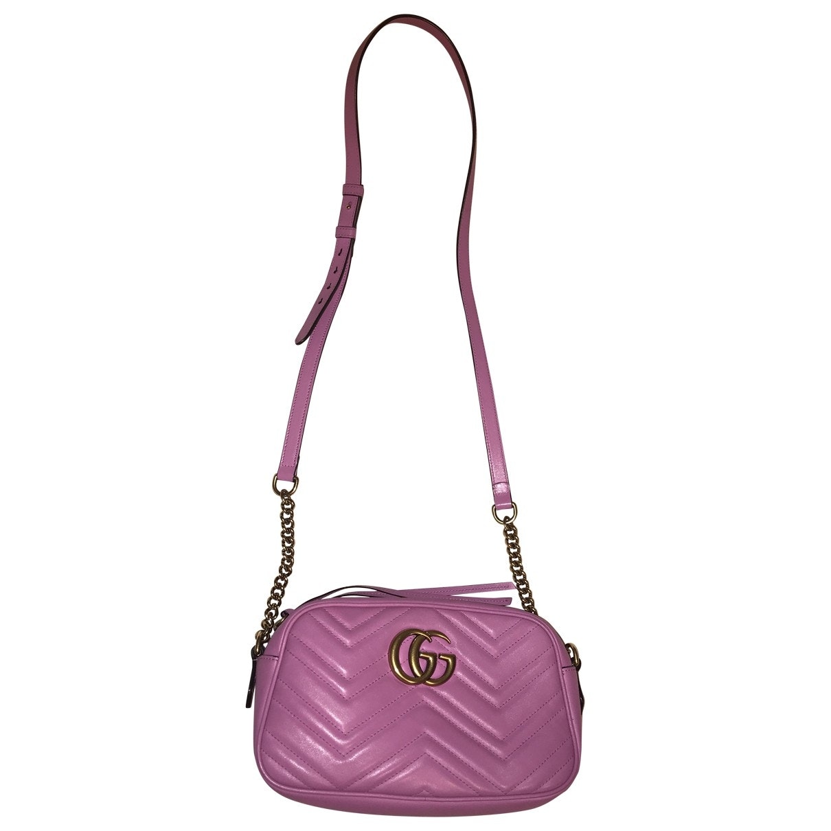 Gucci marmont pink leather handbag