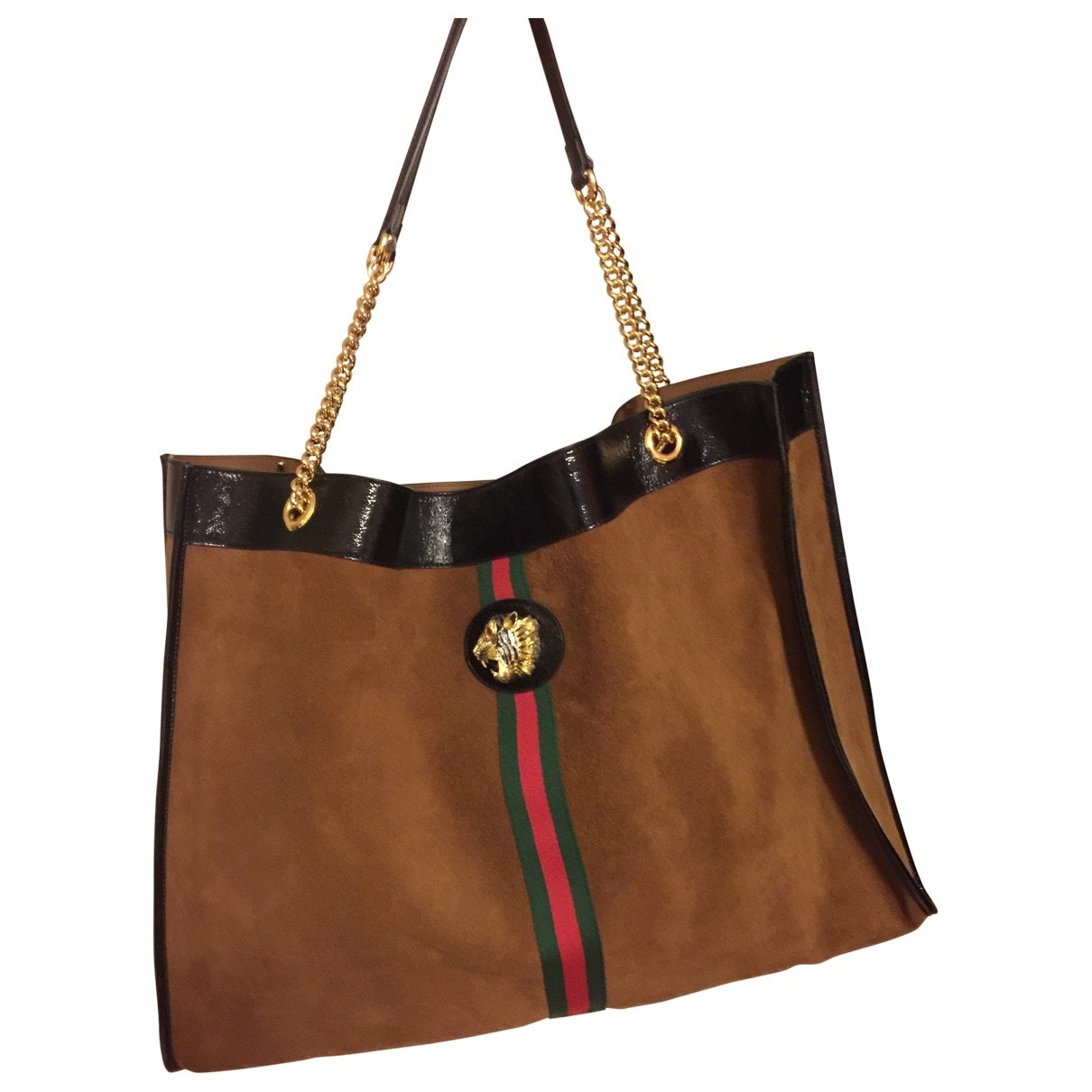 Gucci rajah brown suede handbag
