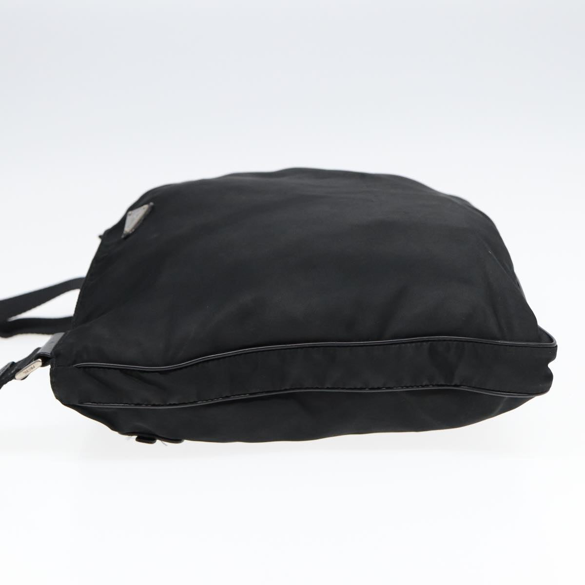 Prada Shoulder Bag Auth Nylon Black Silver Silver Auth 85651