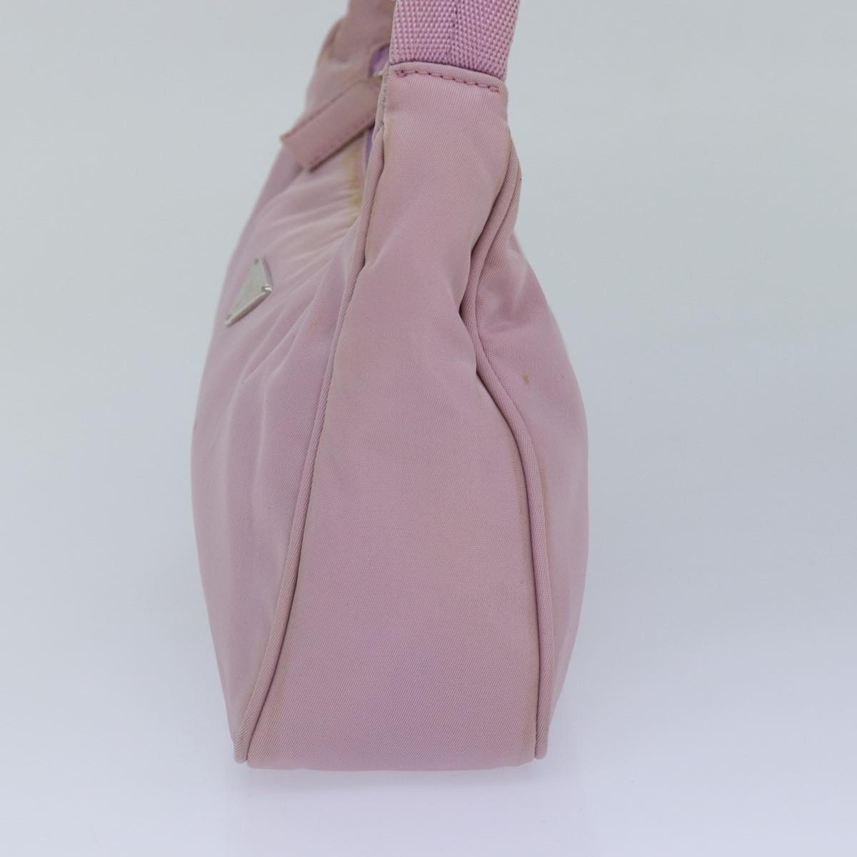 Prada Hand Bag Auth Nylon Pink Silver Travel Bag