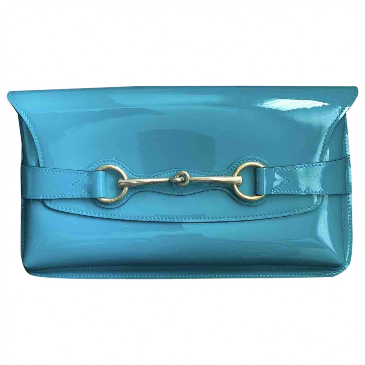 Gucci green patent leather clutch bag