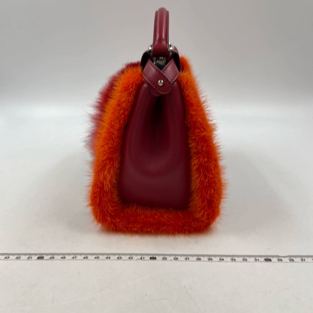 Fendi Peekaboo Handbag Leather Red Travel Bag