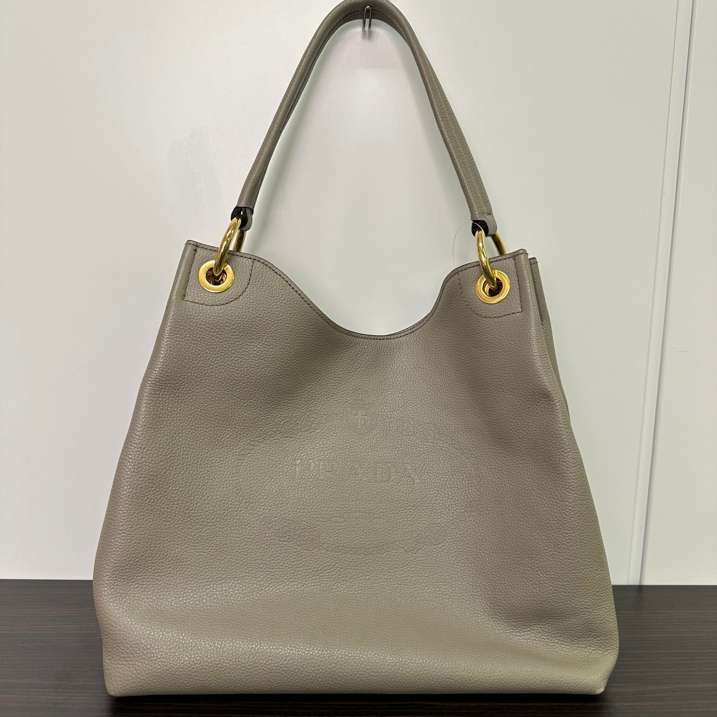 Prada Hobo Bag Bags Phenix Hobo Taupe Vitello Logo